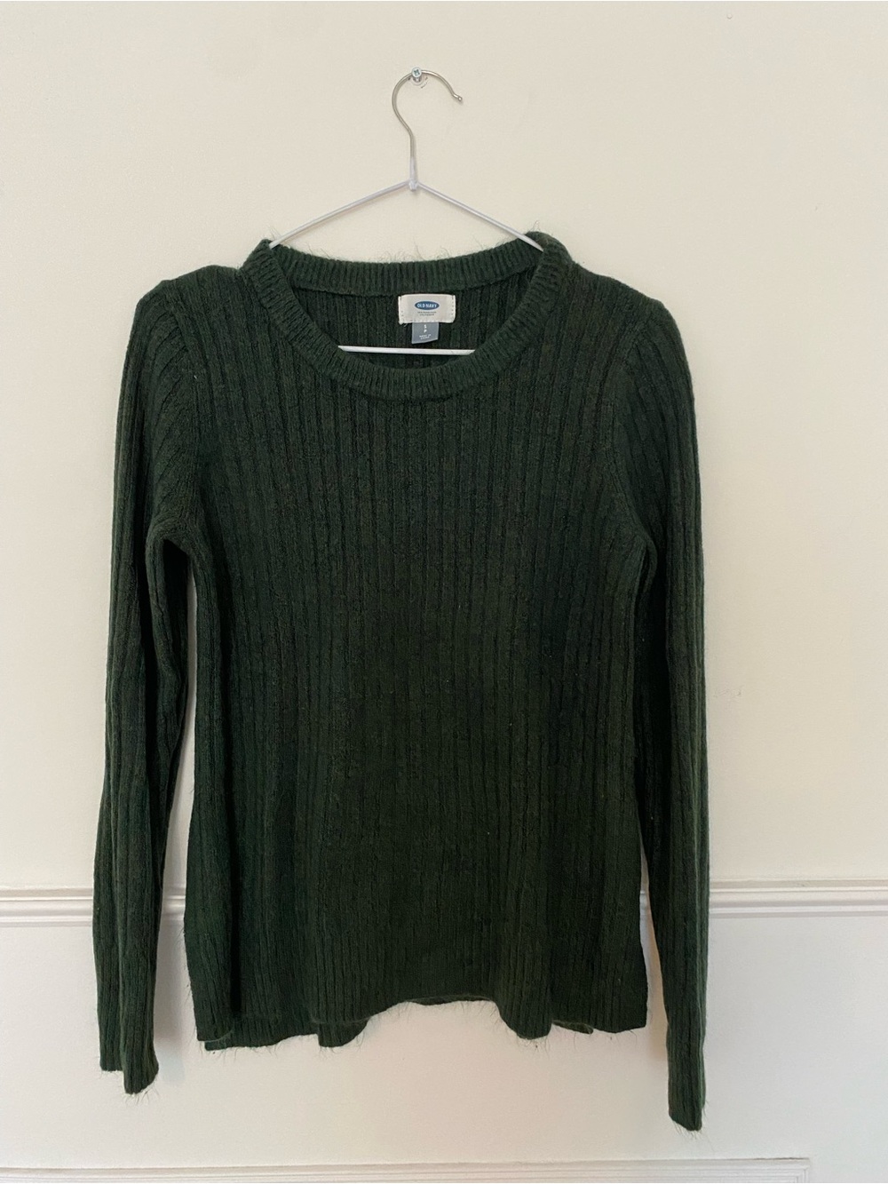 Old Navy Women's Dark Green Ribbed Crewneck Sweater